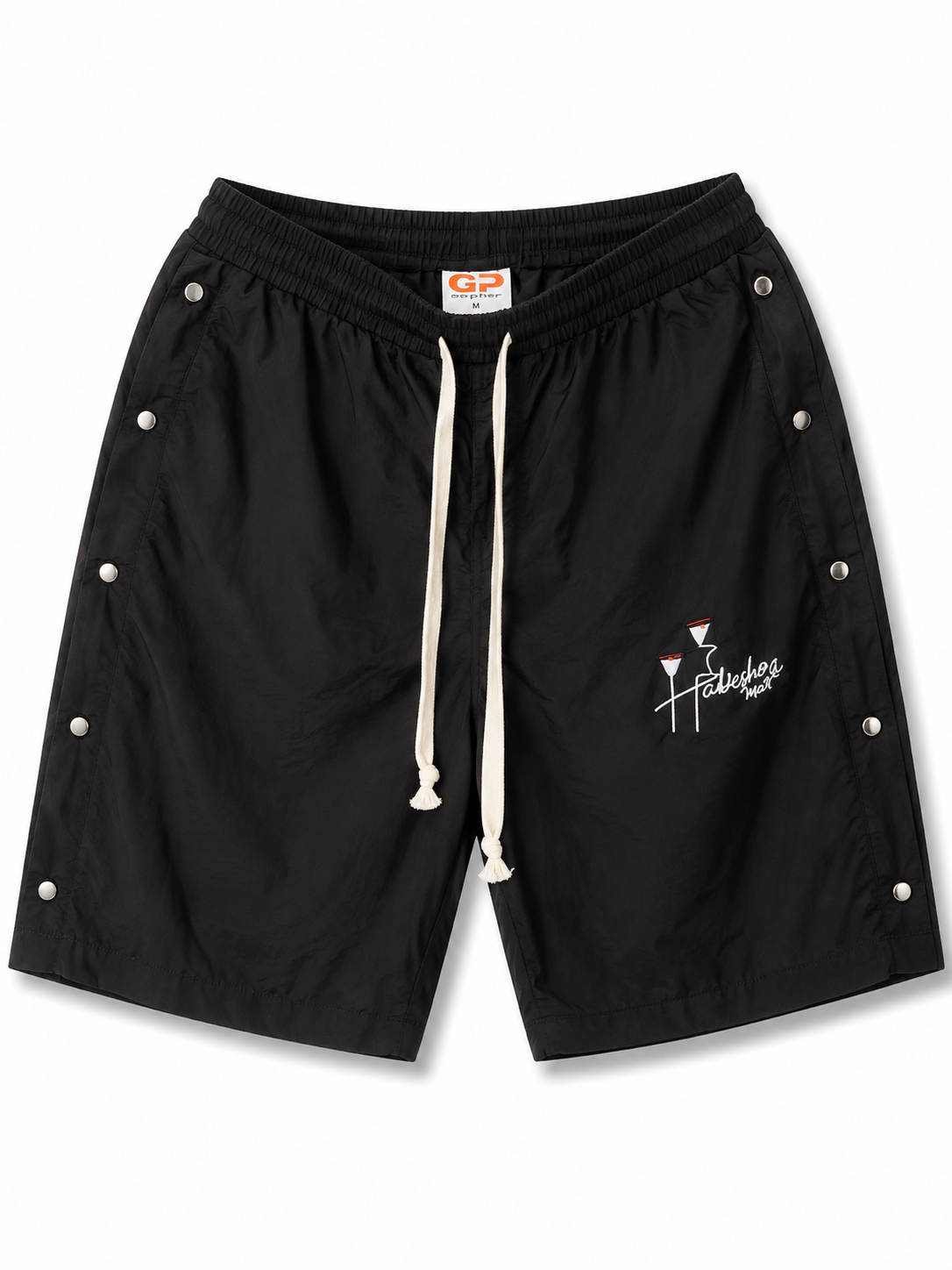 Habesha Made Black Snap-Button Shorts