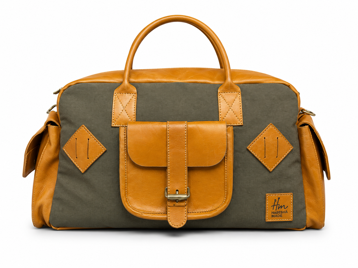 Habesha Made Ethiopian Leather Duffel Bag