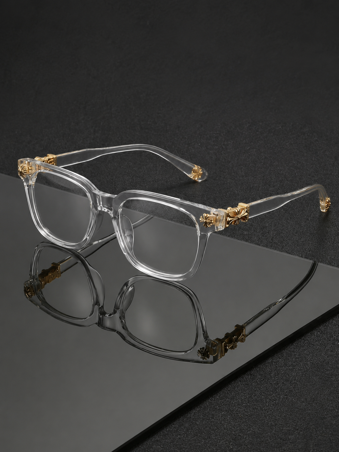 Clear Frame Gold & Silver Accent Eyeglasses