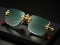 Rimless Square Green Gradient Sunglasses