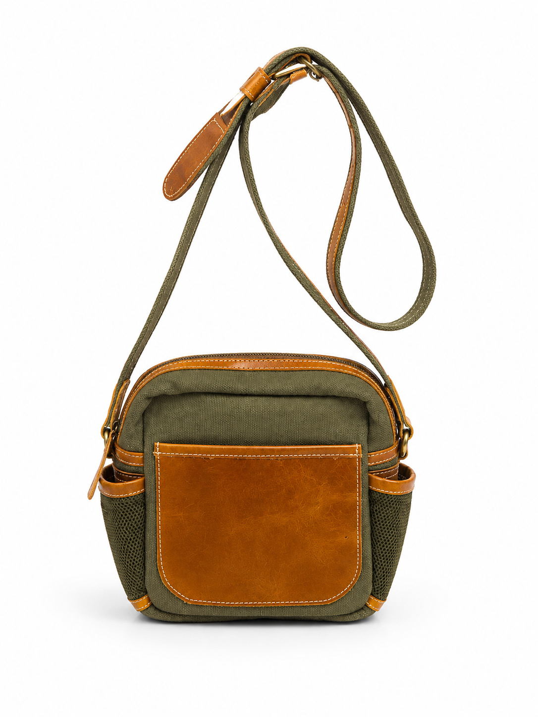 Ethiopian Leather & Canvas Crossbody Bag